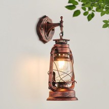 Rustic Wall Sconces Lantern Wall Sconce Retro Mounted Wall Lighting With Glass S - £58.33 GBP