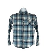 Cherokee Blue Plaid Long Sleeve Button-Up Shirt L 12/14 100% Cotton Boys... - $14.00