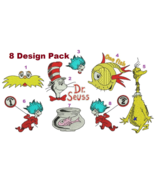 8 designs: Cat in the Hat Dr Seuss digitized embroidery designs Digital ... - €6,90 EUR
