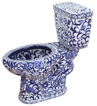 Mexican Toilet ELONGATED Comfort Height Hand Painted - Girasol Azul - - $1,399.00