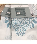 Grayson Linens Medallion Aqua White  2 Window Panels 84” New - $68.14 CAD