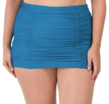 Raisins Curve Plus Size 22W Blue Ruched Swim Skirt, Attached Brief - $28.49