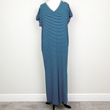 Matilda Jane Set Sail Striped Maxi Dress Teal Blue Stripes Small V-Neck - $334.63 MXN