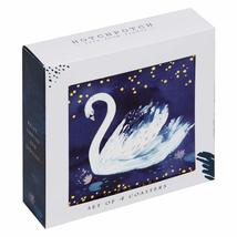 Swan Lake Set of 4 Luxury Coasters and Holder with Swans Flamingos and Flowers - £14.87 GBP
