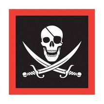 16 Pack of Paper Pirate Beverage Cocktail Napkins - Skull Jolly Roger Flag - £7.10 GBP