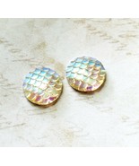 4 Mermaid Scale Cabochons 20mm Flatbacks Dragon Scales Round Clear - £1.45 GBP
