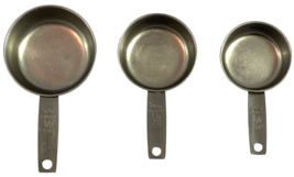 Set of 3 Vintage Foley Stainless Steel Metal Measuring Cups - l/4, 1/3, 1/2 - £10.66 GBP