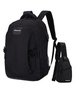 17&quot; Black Laptop Backpack for Travel + Bonus Shoulder Bag USB Waterproof - $29.69