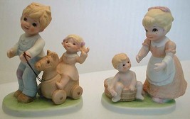 Set of Homco Porcelain Figurines 1450 Tending the Young Ones Brother Sis... - $24.90