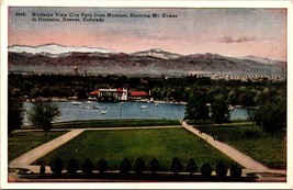 Denver Colorado Birdseye View City Park Mount Evans Unposted Vintage Postcard - £7.56 GBP
