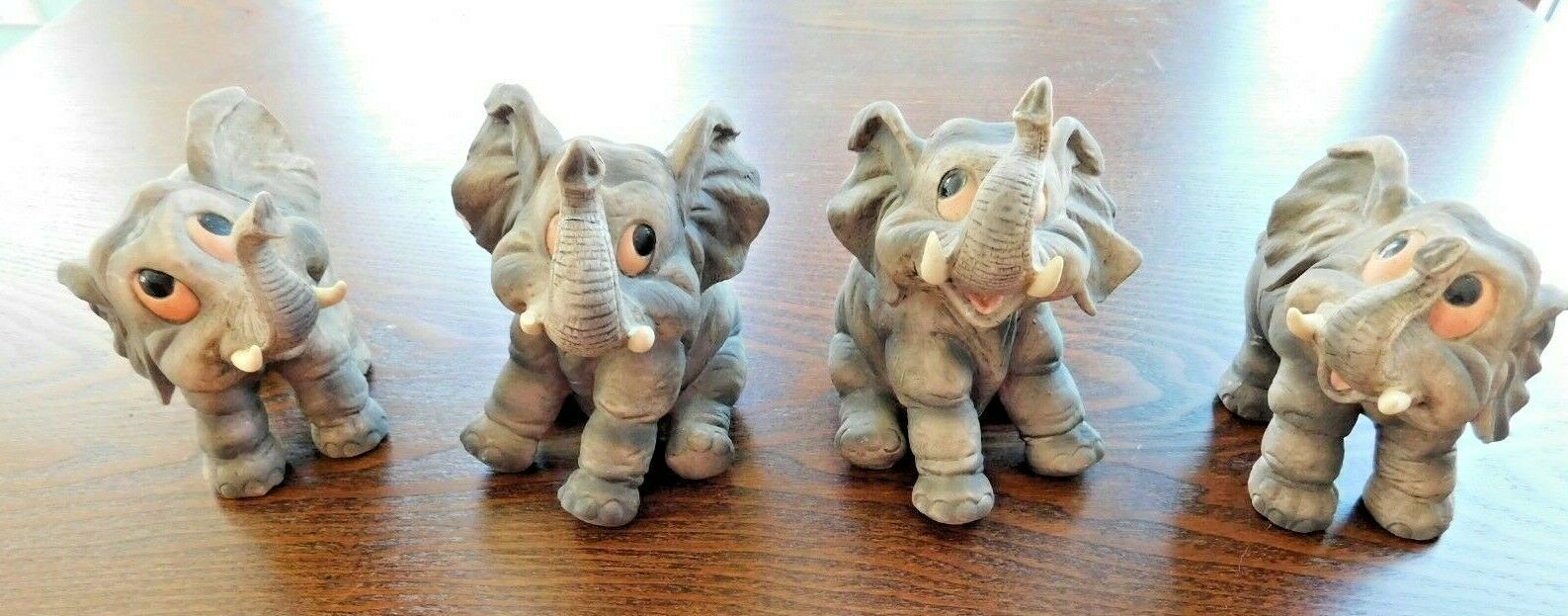 SET 4 - Andrea Sadek Baby Elephant Porcelain Collectible Figurines # 8130 - £72.60 GBP