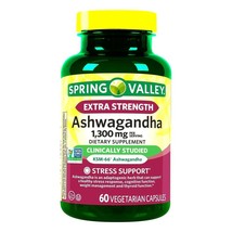 Spring Valley Extra Strength Ashwagandha  Vegetarian Capsules, 1300 mg 60 count - £14.89 GBP
