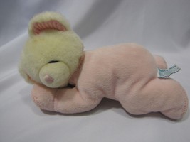 Russ Nighty Night Nite Pink White Stuffed Laying Lying Sleepy Teddy Bear 10.5" - $34.64