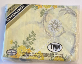 Tastemaker No Iron Muslin Twin Flat Sheet Sheraton II Pale Yellow Floral 1979 - £14.34 GBP