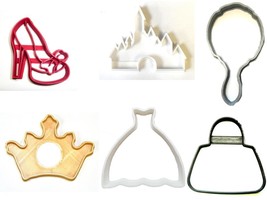 Princess Party Girl Birthday Dress Up Fantasy Set Of 6 Cookie Cutters USA PR1304 - £9.58 GBP
