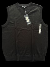 Hart Schaffer Marx Sweater Vest L Large Fine Merino Wool New Men&#39;s Black... - $502.45 MXN