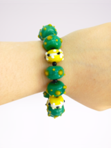 MURANO glass bracelet and silver plated yellow dotted glass beads Murrina lampwo - £23.98 GBP