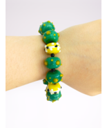 MURANO glass bracelet and silver plated yellow dotted glass beads Murrin... - £23.59 GBP
