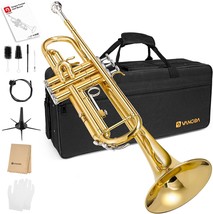 Vangoa Bb Trumpet Brass Standard Gold Trumpet Instrument For, And 7C Mouthpiece. - £145.92 GBP