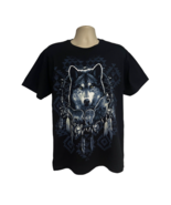 Wolves Native American Dream Catcher Mens Black Graphic T-Shirt Large Co... - £15.56 GBP