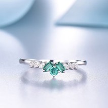 Multi Shape Emerald Engagement Ring With CZ Stone, Minimalist Jewelry For Her - £75.69 GBP