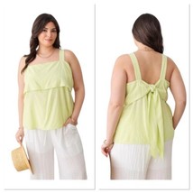 Heatherly Ruffled Top Layered Tank Top Back Tie Sleeveless Green Women’s... - £15.72 GBP