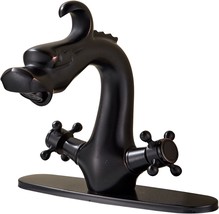 Senlesen Dragon Shape Oil Rubbed Bronze Two-Handle One Hole Bathroom Sink Mixer - £76.79 GBP