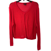 Talbots Clasp Open Knit Cardigan Women Size Small Red Long Sleeve Cotton Modal - £10.79 GBP