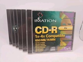 Lot Of 5 Brand New Sealed Vintage Imation CD-R Recordable Discs! 650 Mb, 4X - $13.54