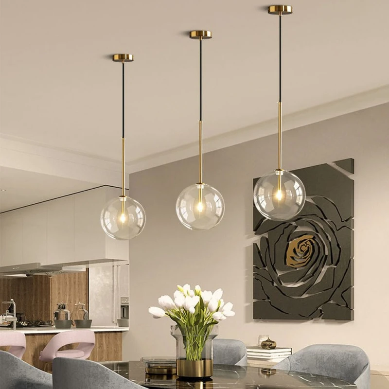 Nordic Pendant Lamps Clear Glass Modern Hanging Lights Bedroom Bedside V... - $31.10+