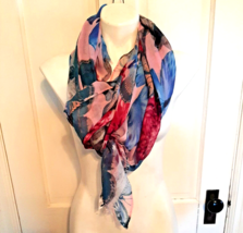73&quot; x 34&quot; Rectangle Butterfly Scarf Colorful Pink Teal Blue NWT - £15.43 GBP
