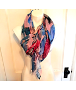 73&quot; x 34&quot; Rectangle Butterfly Scarf Colorful Pink Teal Blue NWT - £15.41 GBP