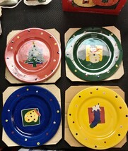 Gorgeous Vintage Make the Season Bright 4 Hand Painted Salad/Dessert Pla... - $17.82