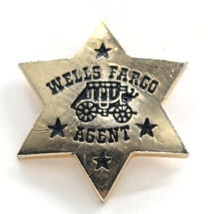 VTG Wells Fargo Agent Stagecoach Six Point Star Black Gold Tone Enamel Pin Badge - $12.99