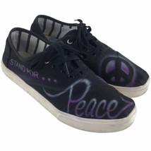 TOMS Stand For Peace Sign Men’s Shoes Sneakers 10.5 Black Gray Purple Lace Up - £28.93 GBP