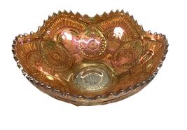 Imperial Glass Elegant Marigold Orange Carnival Sawtooth Edge Fruit Bowl... - $19.79