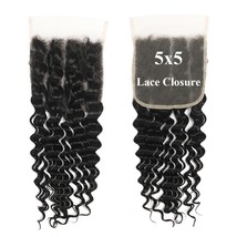 5X5 Closure Deep Wave Transparent Hd Lace Closure 12A Brazilian Virgin Human Hai - £42.82 GBP