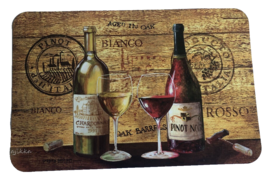 Aged In Oak Wine Glasses Placemats 17x11&quot; Set of 4 Conimar Vinyl Wipe Clean - $24.47