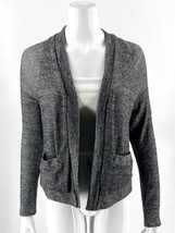 Deletta Anthropologie Caridgan Sweater Size M Silver Sparkly Open Front ... - $33.66