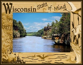 Wisconsin State of Mind Laser Engraved Wood Picture Frame Landscape (4 x... - £23.69 GBP