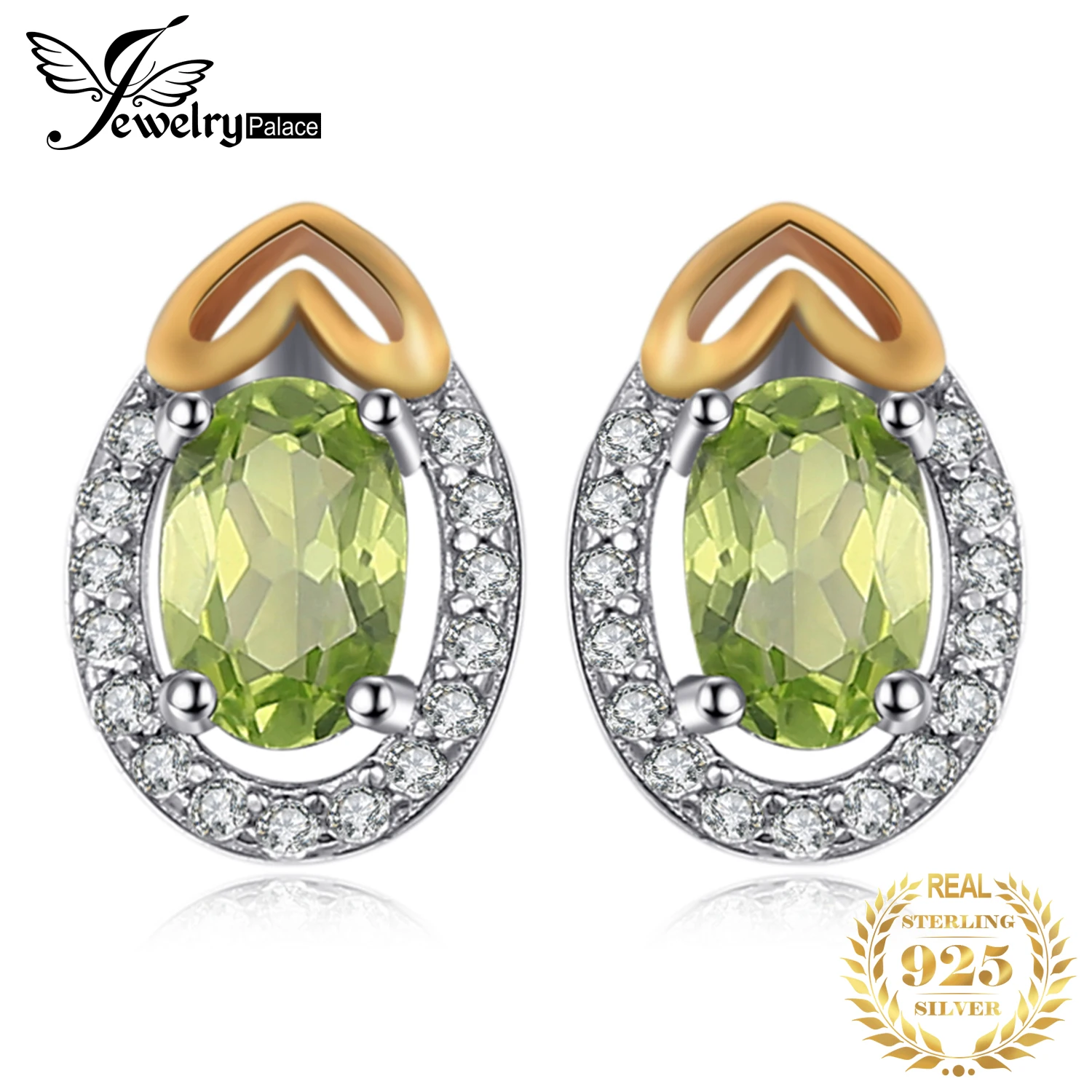 Oval Cut Genuine Natural Green Peridot 925 Sterling Silver Stud Earrings for Wom - £18.94 GBP