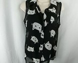 14 16 XL nwt girls sheer cat print sleeveless tank button front blouse w... - $13.50