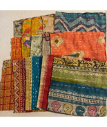 20pcs Indian SARI SQUARES kantha scraps Fabric square pack Quilting bund... - $262.25 MXN