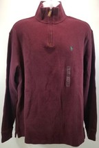 DS) Men Polo Ralph Lauren Quarter-Zip Cotton Pullover Sweater Burgundy XL - £50.98 GBP