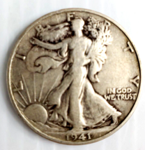 Walking Liberty Half Dollars 90% Silver Circulated 1941 - £15.89 GBP