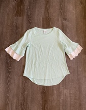 ELLE 3/4 Ruffle Sleeve Blouse Top Size M - $19.99
