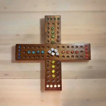 Vintage Aggravation Wooden Interlocking Game Boards With Marbles Dice Handmade - £77.67 GBP