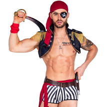 Pirate Costume Set Brocade Bolero Jacket Epaulettes Shorts Bandana Belt ... - £54.22 GBP