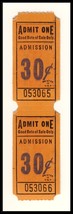 Pair Of Carnival/Circus Tickets, Admit One For .30 Cents, 1950&#39;s? - $3.95
