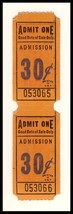 Pair Of Carnival/Circus Tickets, Admit One For .30 Cents, 1950&#39;s? - £2.96 GBP